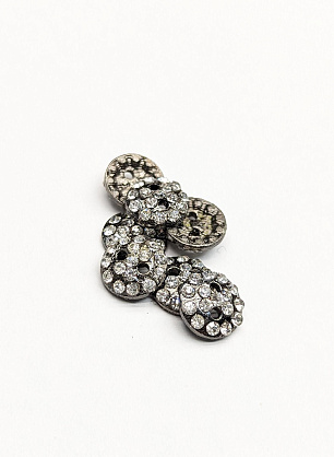 Пуговица металл 2 прокола d-10мм со стразами Swarovski - итальянские ткани Тессутидея F-3230