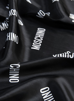 Подкладочная (н) белые надписи на черном в стиле Moschino - в интернет-магазине тканей Тессутидея арт. 08-1075