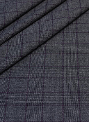 Костюмная клетка (н) серо-фиолетовая Kiton - в интернет-магазине тканей Тессутидея арт. 05-3173