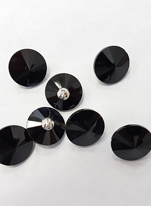 Пуговица на ножке  черная d-18мм Swarovski - итальянские ткани Тессутидея.