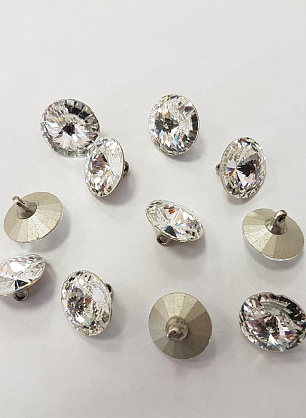Пуговица на ножке  белая, черная  d-11-15мм Swarovski - итальянские ткани Тессутидея.