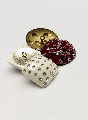 Пуговица на ножке  d-24-26мм металл, стразы Swarovski в ассортименте  - итальянские ткани Тессутидея F-1670